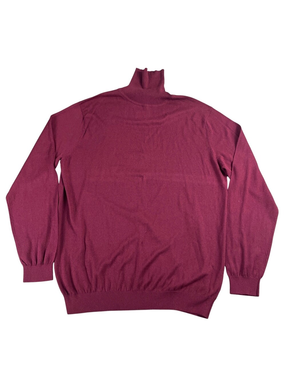 VTG Paul Fredricks Turtleneck Sweater Cotton Silk Cashmere Men's 2XL Maroon